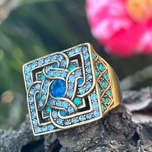 Vintage LA Vintage Art Deco Cocktail Ring Heidi Daus Style Size 10